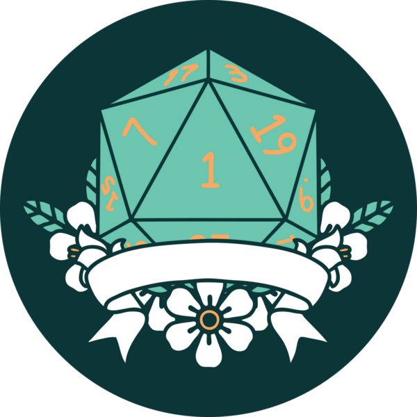 Bir insan tarafından çizilen bir d20 zar atma ikonu