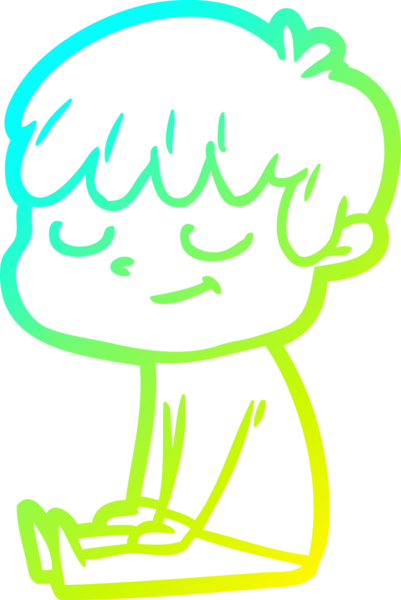 Bir çizgi film karakteri çizen soğuk çizgi bir insan tarafından çizilmiş mutlu çocuk.