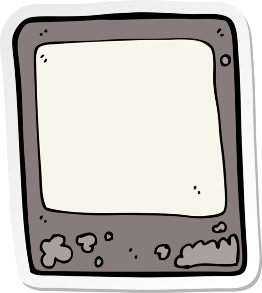 Bir insan tarafından çizilmiş eski bir deli fotoğrafının çıkartması.