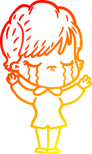 Bir insan tarafından çizilmiş, ağlayan bir çizgi kadın çizimi.