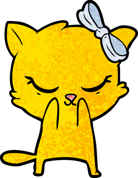 Bir insan tarafından çizilmiş sevimli çizgi film kedisi.