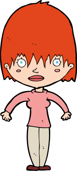 Bir insan tarafından çizilmiş çizgi film kadını.