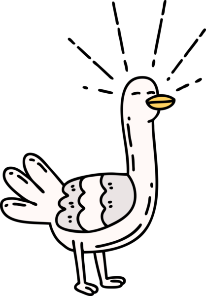 Bir insan tarafından çizilmiş geleneksel dövme stili bir deniz kuşunun çizimi