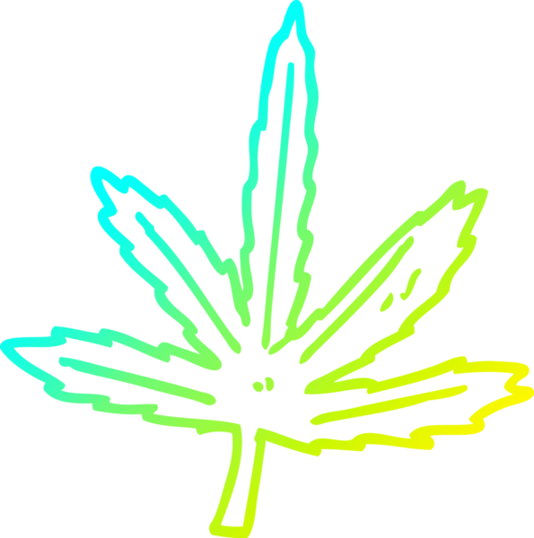 Bir insan tarafından çizilen marihuana yaprağının soğuk gradyan çizgisi.