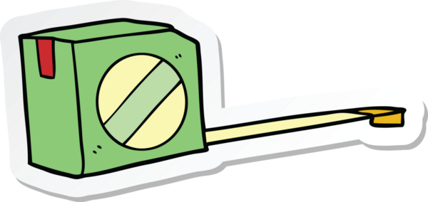 Bir insan tarafından çizilmiş bir mezura etiketi.