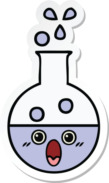 Bir insan tarafından çizilmiş şirin bir çizgi film test tüpünün çıkartması.