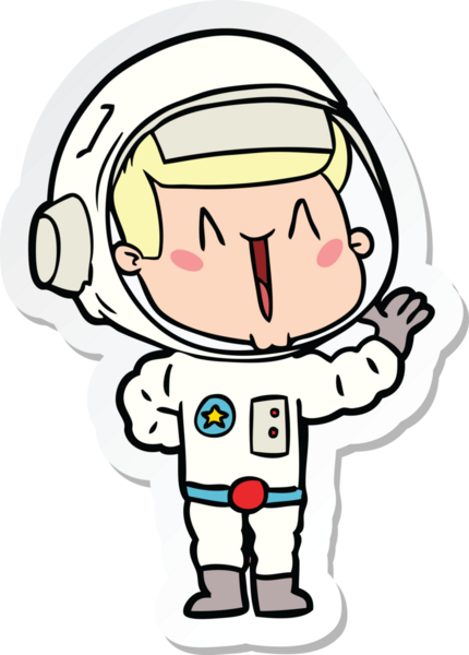 Bir insan tarafından çizilmiş şarkı söyleyen bir astronotun çıkartması.