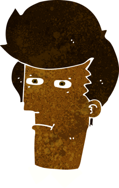 Bir insan tarafından çizilmiş gözleri kısarak bakan çizgi film adamı.