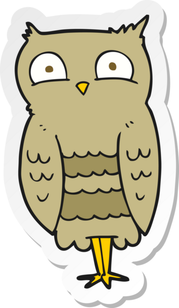 Bir insan tarafından çizilmiş bir baykuşun çıkartması.