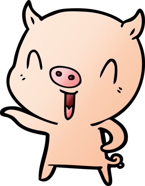 Bir insan tarafından çizilmiş mutlu çizgi film domuzu.
