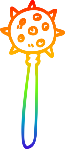 Gökkuşağı gradyan çizgi çizimi bir insan tarafından çizilmiş bir ortaçağ topuzu