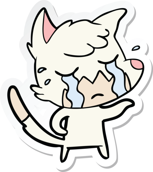 Bir insan tarafından çizilmiş ağlayan tilki çizgi filminin çıkartması.