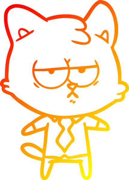 Bir insan tarafından çizilmiş sıkılmış çizgi film kedisinin sıcak çizgi çizgisi.