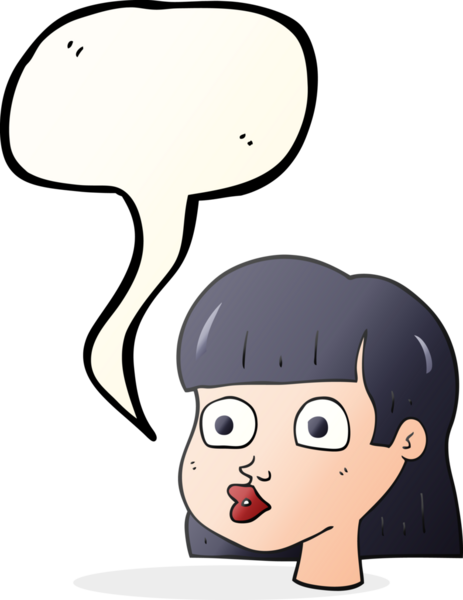 Bir insan tarafından çizilmiş serbest konuşma balonu kadın yüzü.