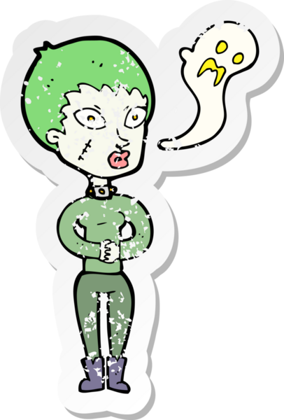 Bir insan tarafından çizilmiş bir ölümsüz kadın çizgi filminin gerilimli yapıştırması.