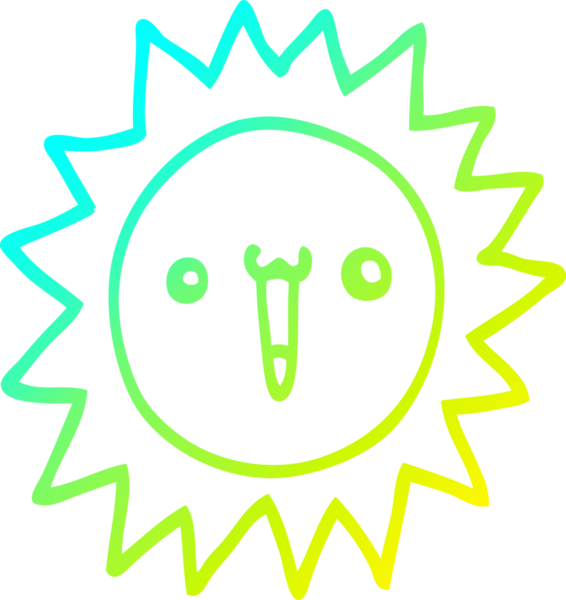 Bir insan tarafından çizilmiş bir karikatür güneş çizimi.