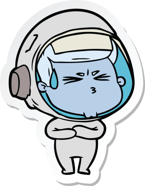 Bir insan tarafından çizilmiş astronotun çizdiği bir çizgi film çıkartması.