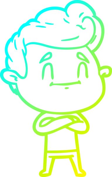 Bir insan tarafından çizilmiş mutlu bir çizgi film karakteri çizimi.