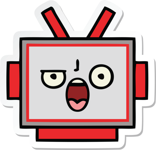 Bir insan tarafından çizilmiş şirin bir robot kafasının çıkartması.