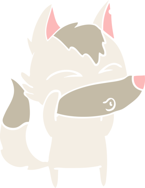 Bir insan tarafından çizilmiş düz renk çizgi film kurt ıslığı.