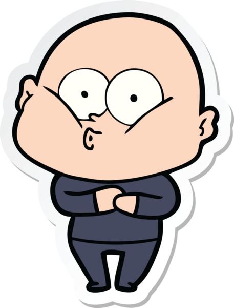 Bir insan tarafından çizilmiş kel bir adamın çıkartması.