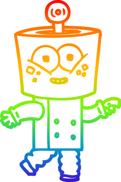 gökkuşağı gradyan çizimi mutlu çizgi robot bir insan tarafından çizilmiş