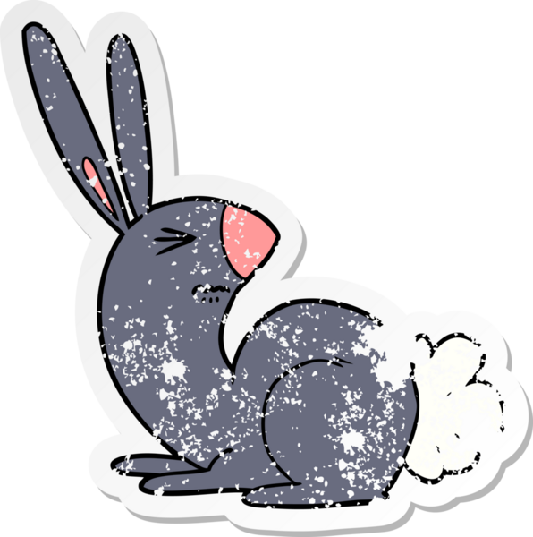 Bir insan tarafından çizilmiş kızgın bir tavşanın sıkıntılı çıkartması.