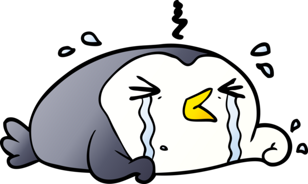 Bir insan tarafından çizilmiş ağlayan penguen çizgi filmi.