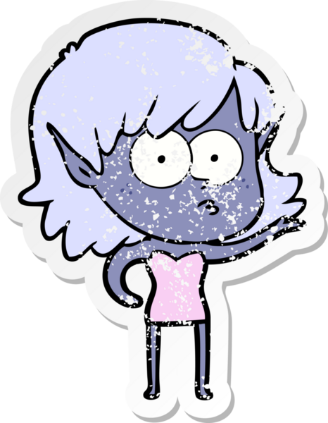 Bir karikatürün sıkıntılı çıkartması bir insan tarafından çizilmiş elf kızı şok etti.