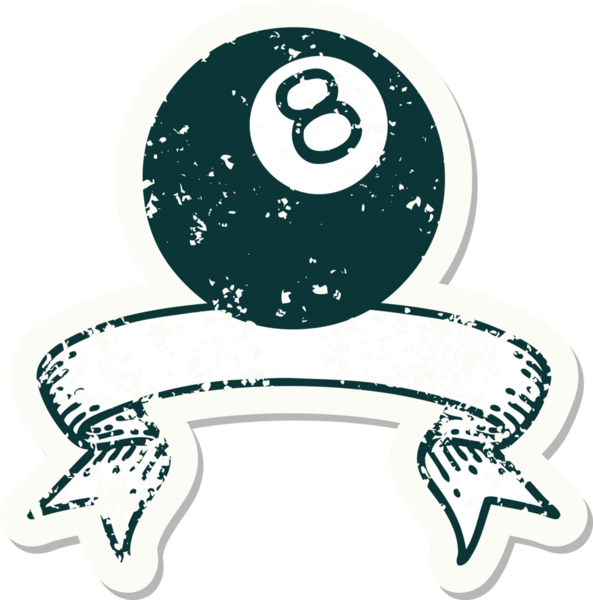 Bir insan tarafından çizilmiş 8 toplu eski bir etiket