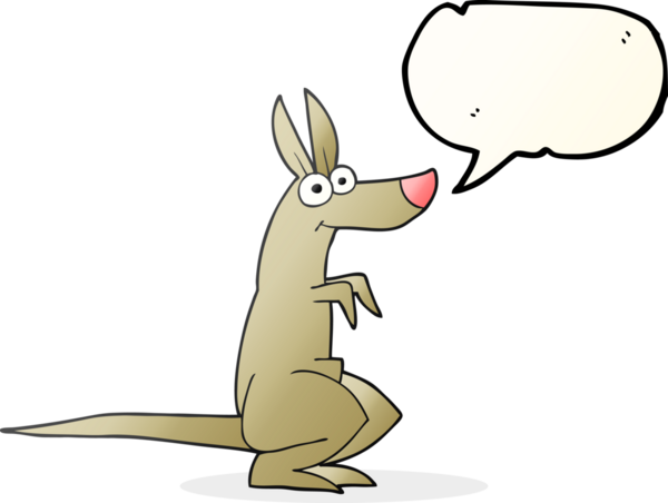Bir insan tarafından çizilmiş serbest konuşma balonu çizgi filmi kangurusu.