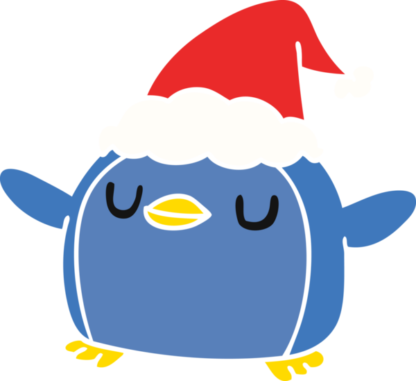 Bir insan tarafından çizilmiş kawaii pengueninin el çizimi karikatürü