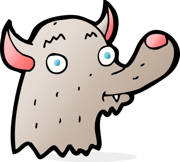 Bir insan tarafından çizilmiş mutlu bir kurt.