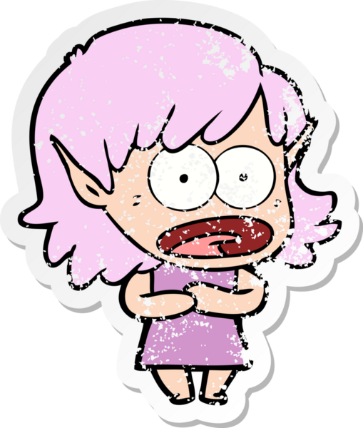 Bir karikatürün sıkıntılı çıkartması bir insan tarafından çizilmiş elf kızı şok etti.