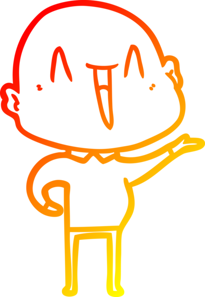 Bir insan tarafından çizilmiş mutlu, kel bir adamın sıcak çizgi çizimi.