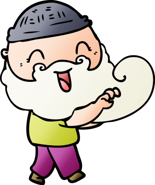 Bir insan tarafından çizilen mutlu sakallı adam