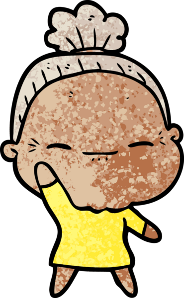 Bir insan tarafından çizilmiş barışçıl yaşlı bir kadın.