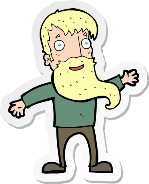 Bir insan tarafından çizilmiş sakallı bir karikatür adamın çıkartması.