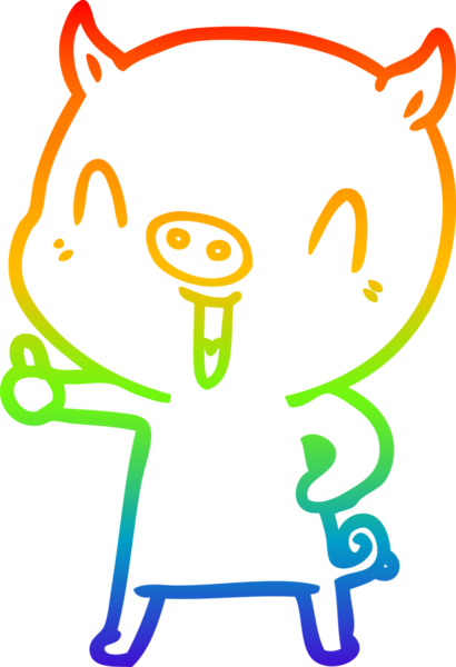 gökkuşağı gradyan çizimi mutlu çizgi domuz çizimi bir insan tarafından çizilmiş