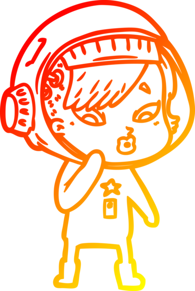 Bir insan tarafından çizilmiş bir astronot kadın çizgi çizimi.