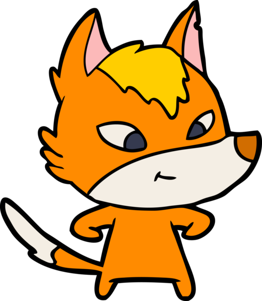 Bir insan tarafından çizilmiş tilki çizgi film karakteri