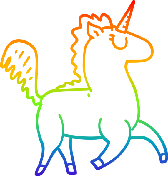 gökkuşağı gradyan çizgi çizimi bir insan tarafından çizilmiş tek boynuzlu at