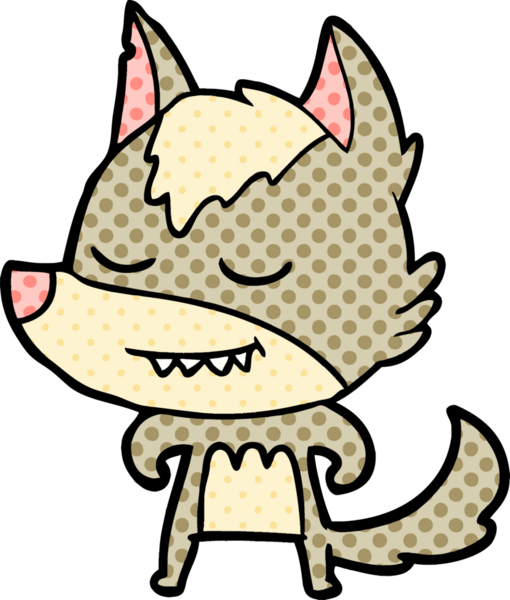 Bir insan tarafından çizilmiş dost canlısı bir kurt.