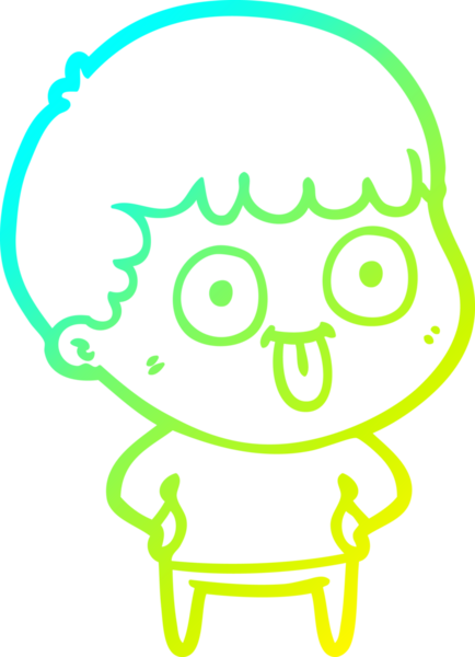 cold gradient line drawing of a cartoon dumb kid drawn by a human