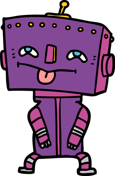 Bir insan tarafından çizilmiş çizgi film robotu