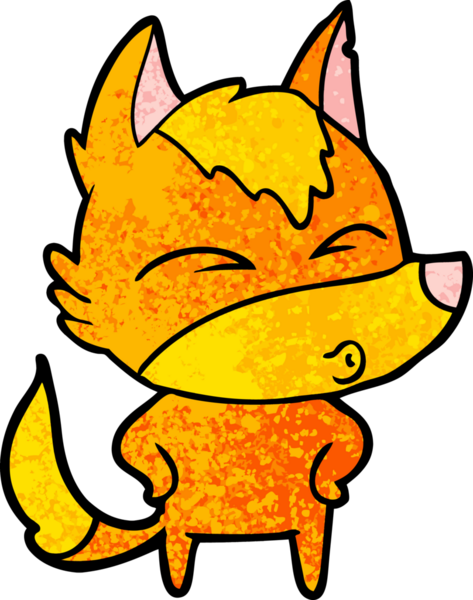 Bir insan tarafından çizilmiş tilki çizgi film karakteri