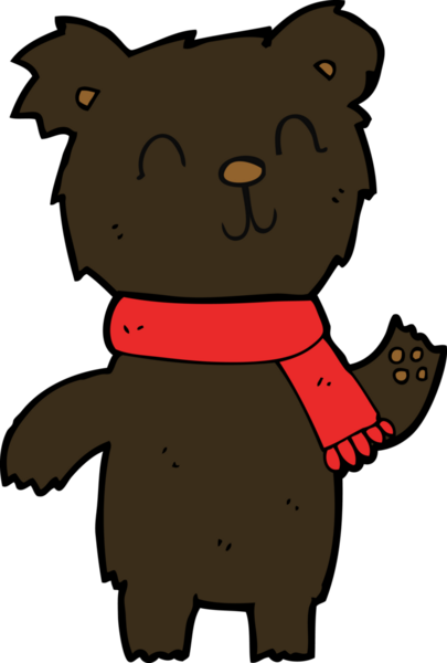 Bir insan tarafından çizilmiş sevimli siyah ayı yavrusu.