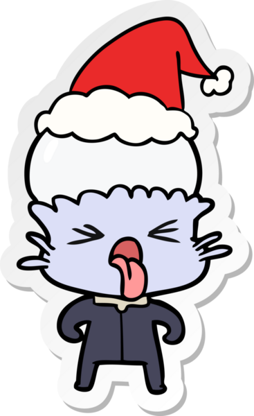 Bir insan tarafından çizilmiş Noel Baba şapkası giyen bir uzaylının garip el yazısı.