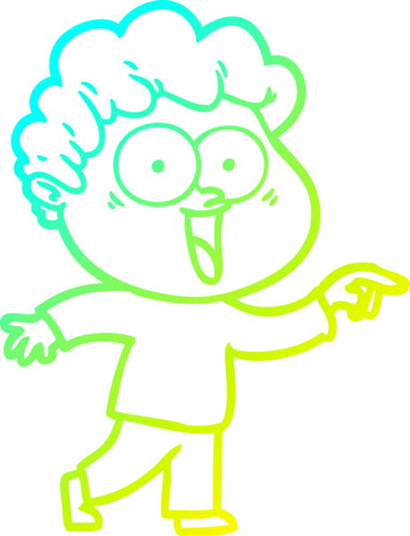 Bir insan tarafından çizilmiş mutlu bir adamın soğuk çizgi çizimi.