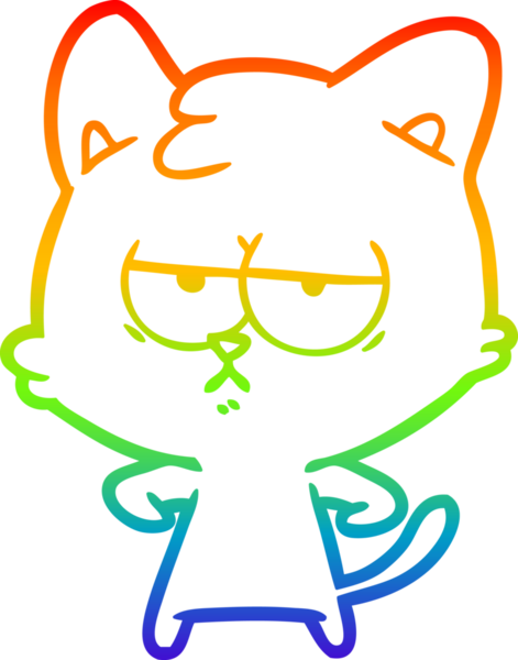 gökkuşağı gradyan çizimi bir insan tarafından çizilmiş sıkılmış çizgi film kedisi